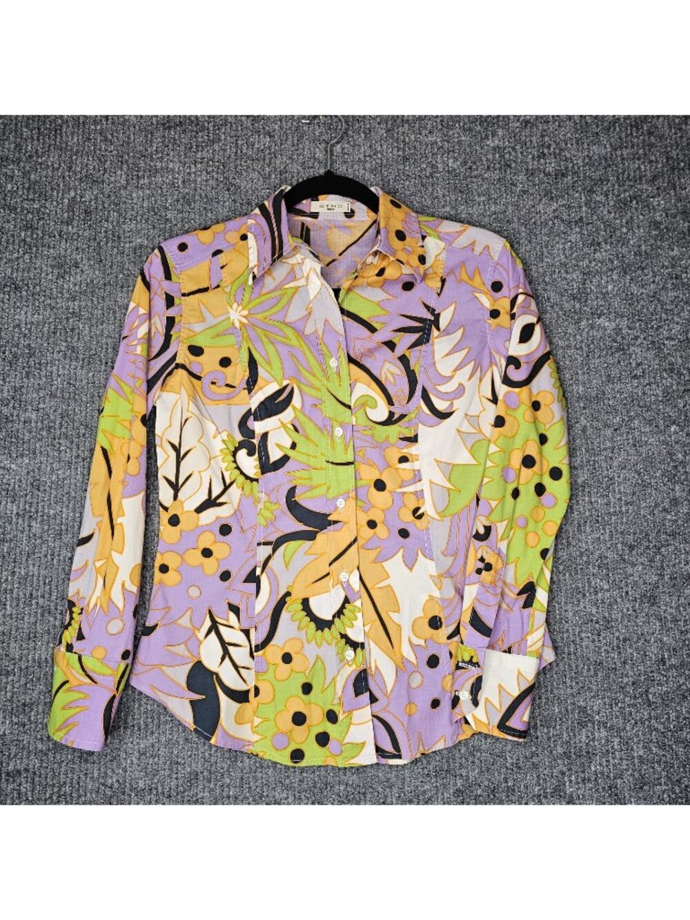 ETRO long sleeve blouse STUNNING top Size 44 Purple Orange